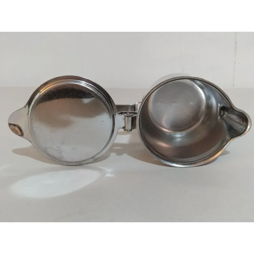 Vintage Stainless Steel Creamer With Hinged Lid